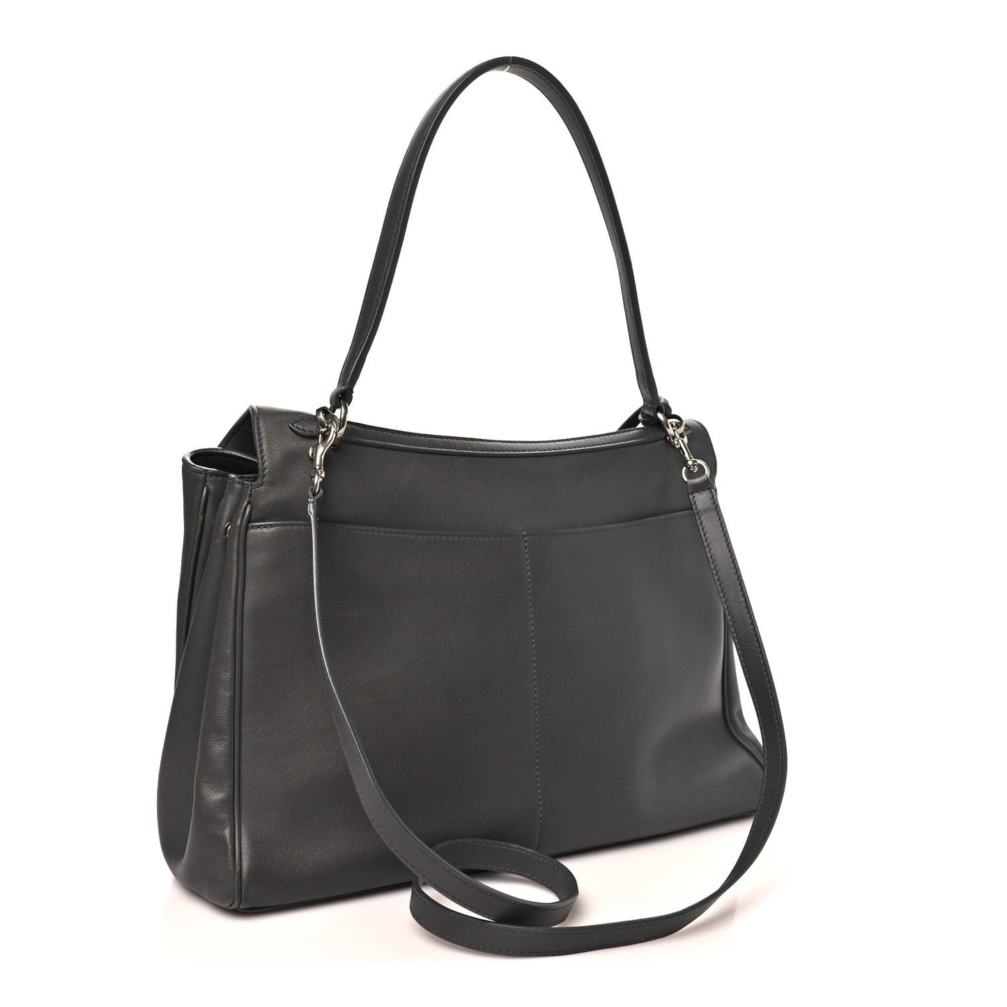 Natural Smooth Calfskin Medium Rodeo Top Handle Handbag Grey