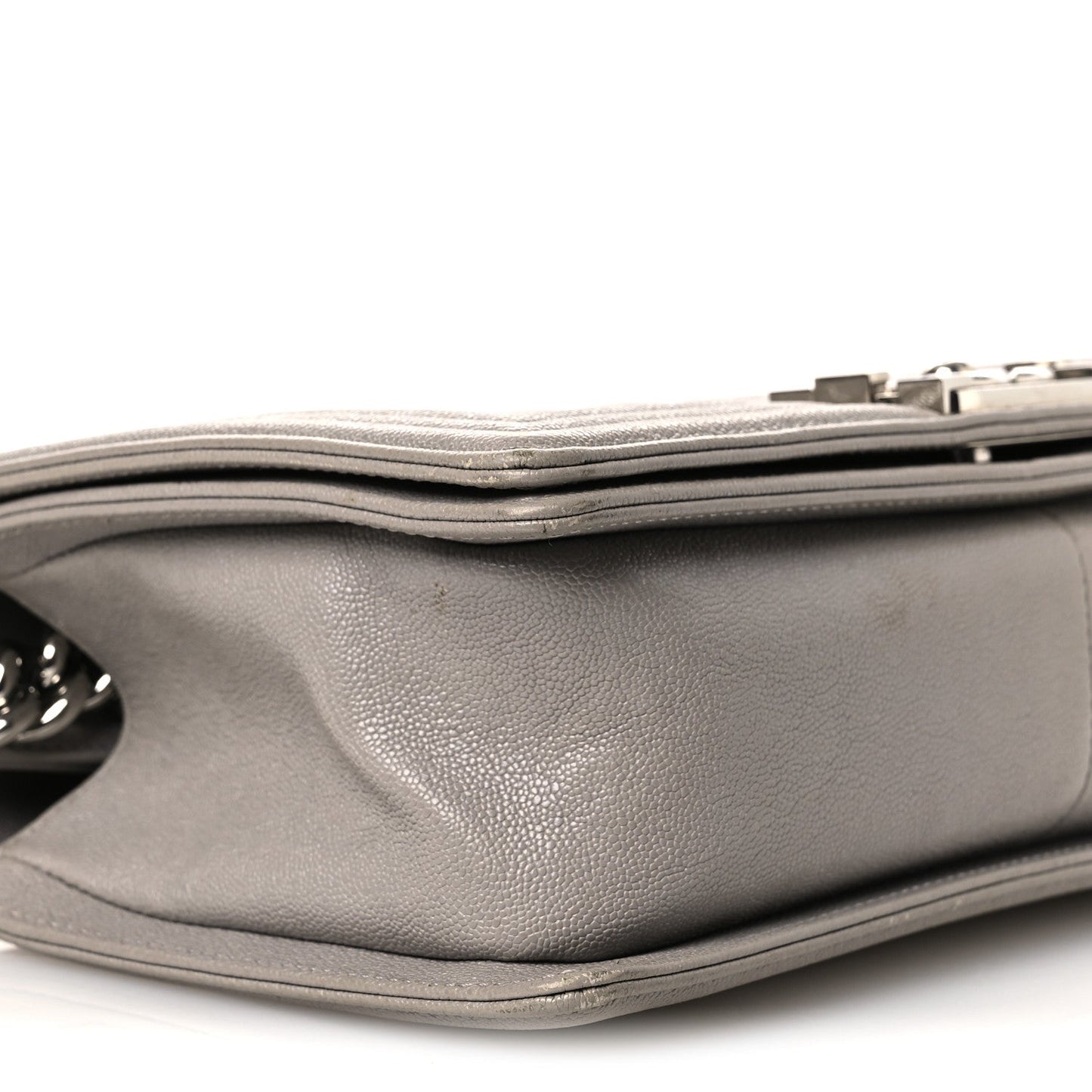 Caviar Quilted Medium Boy Flap Light Grey