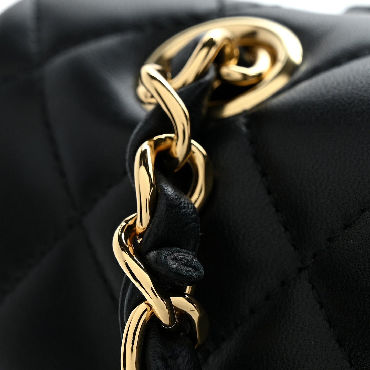 Lambskin Quilted Medium Double Flap Black