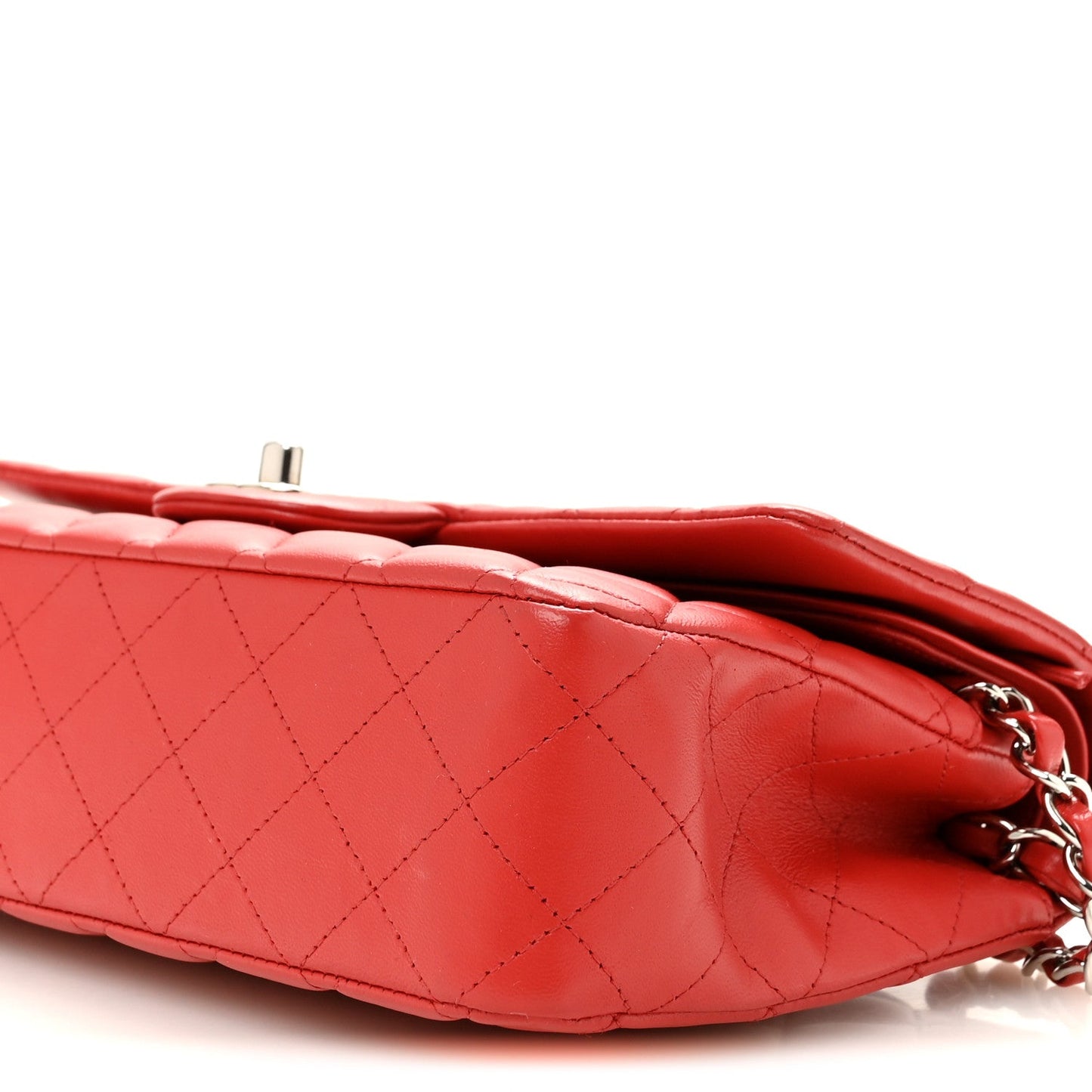 Lambskin Quilted Medium Double Flap Red