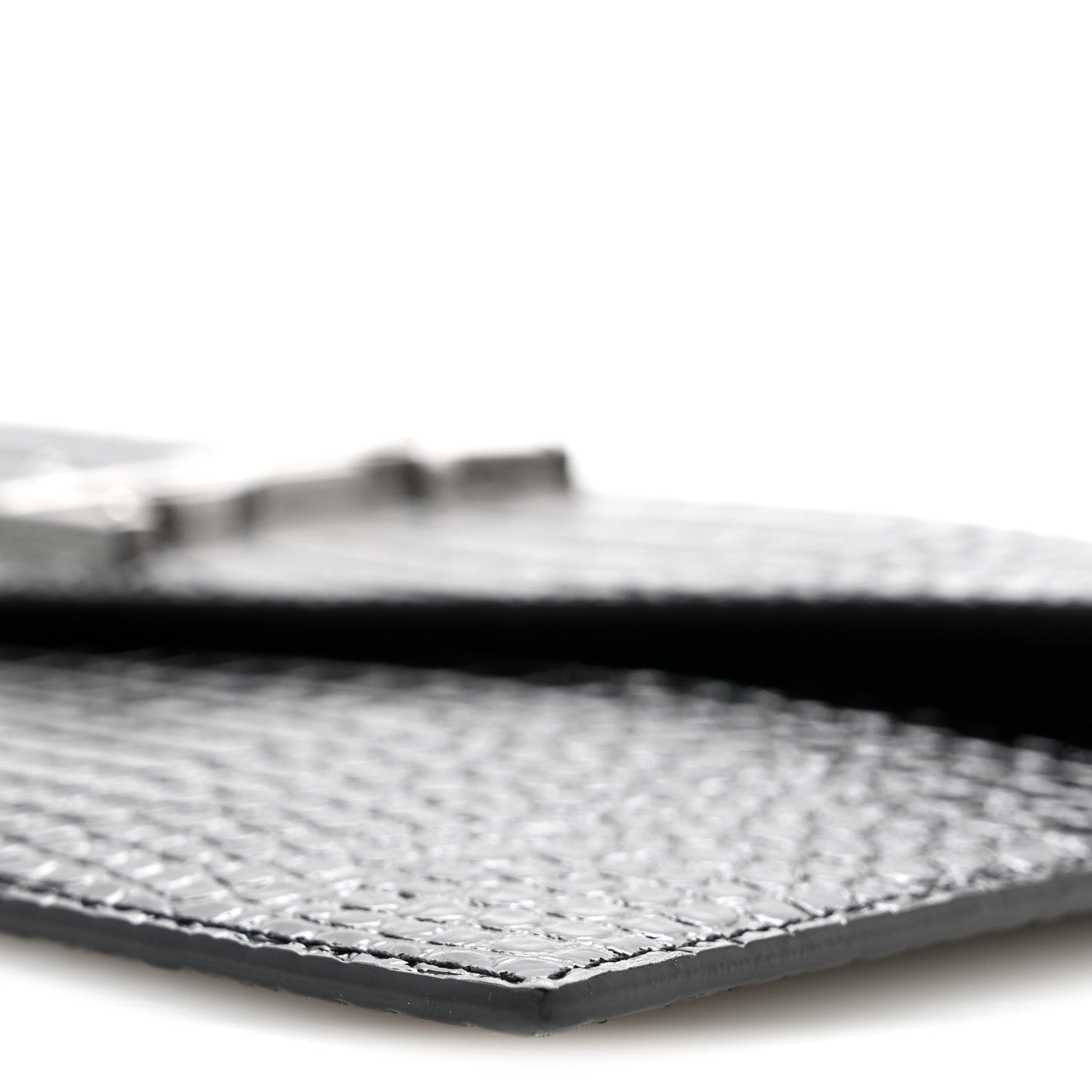 Calfskin Crocodile Embossed Uptown Monogram Clutch Black