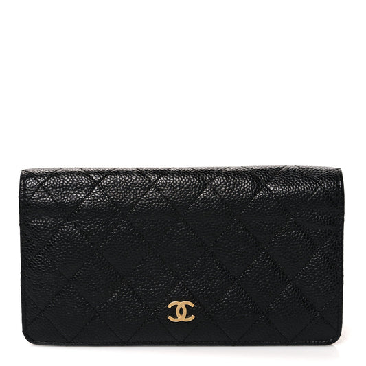Caviar Quilted Yen Wallet Black