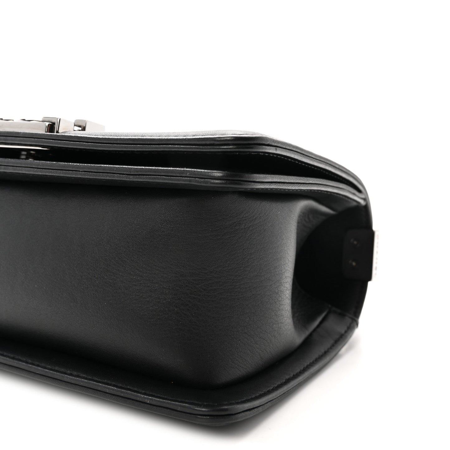 Calfskin Chain Chevron Small Boy Flap Black