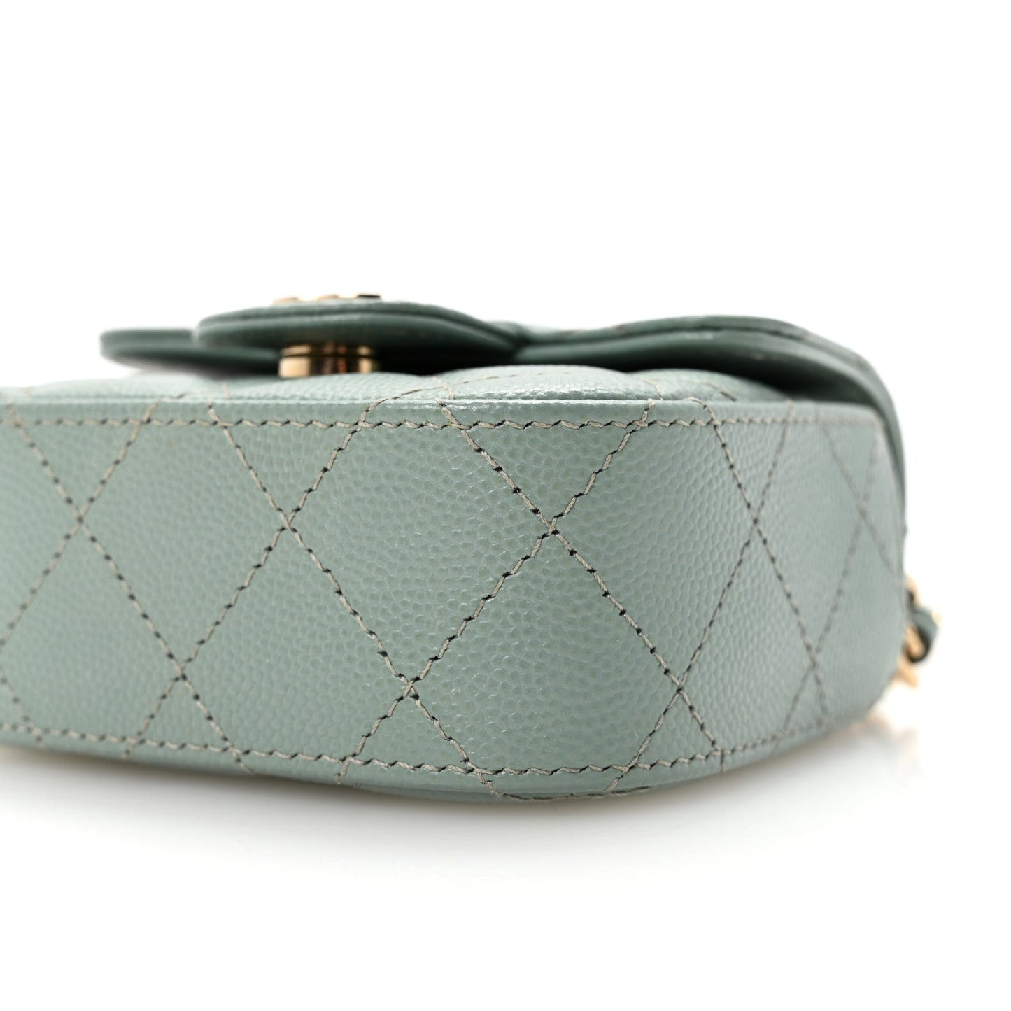 Caviar Quilted Mini Clutch With Chain Light Green