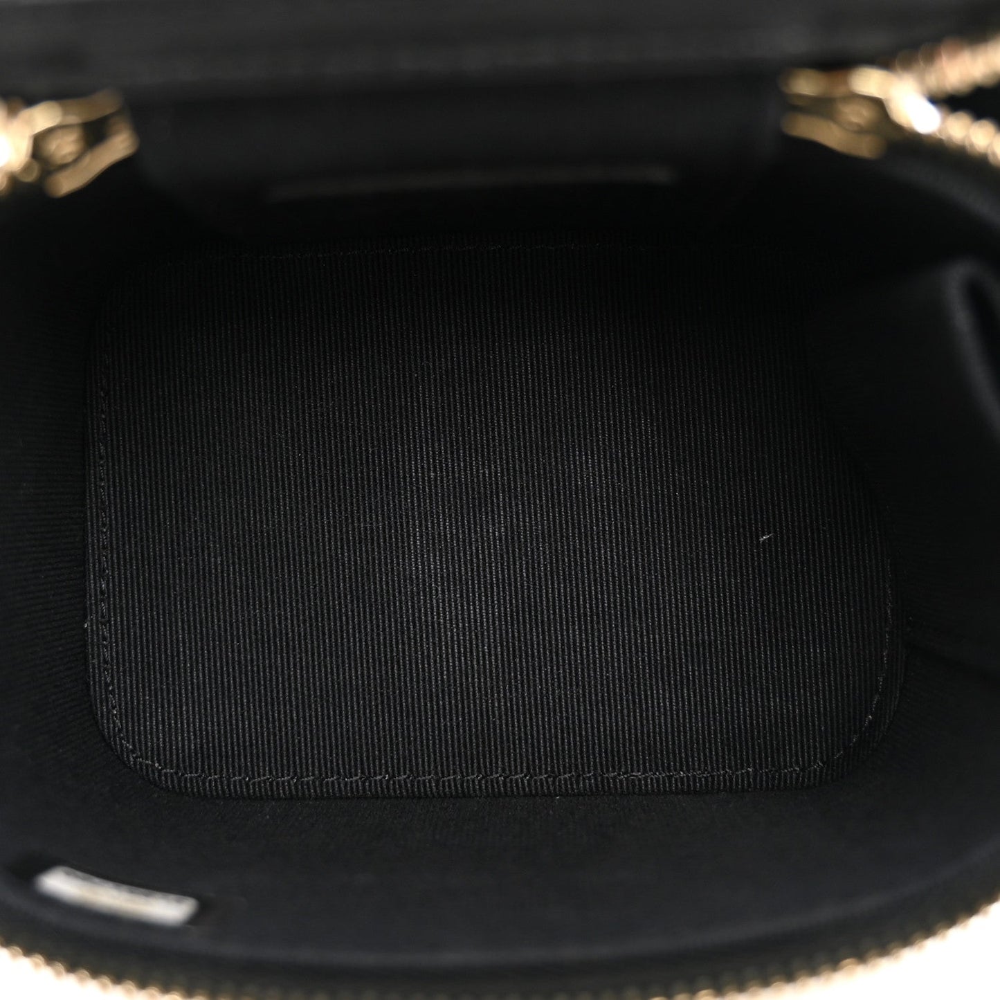 Lambskin Quilted Top Handle Mini Vanity Case With Chain Black