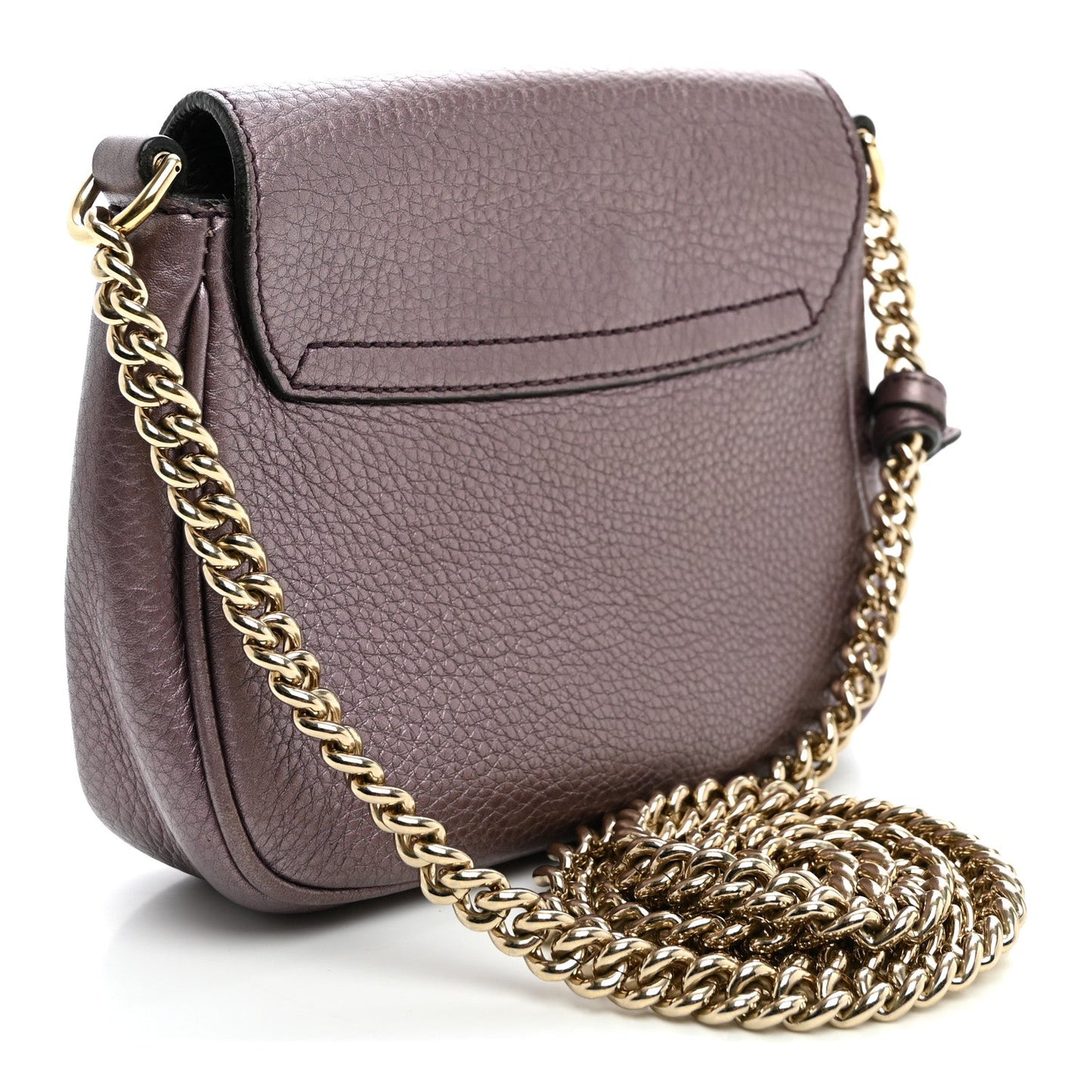Metallic Pebbled Calfskin Small Soho Flap Crossbody Purple
