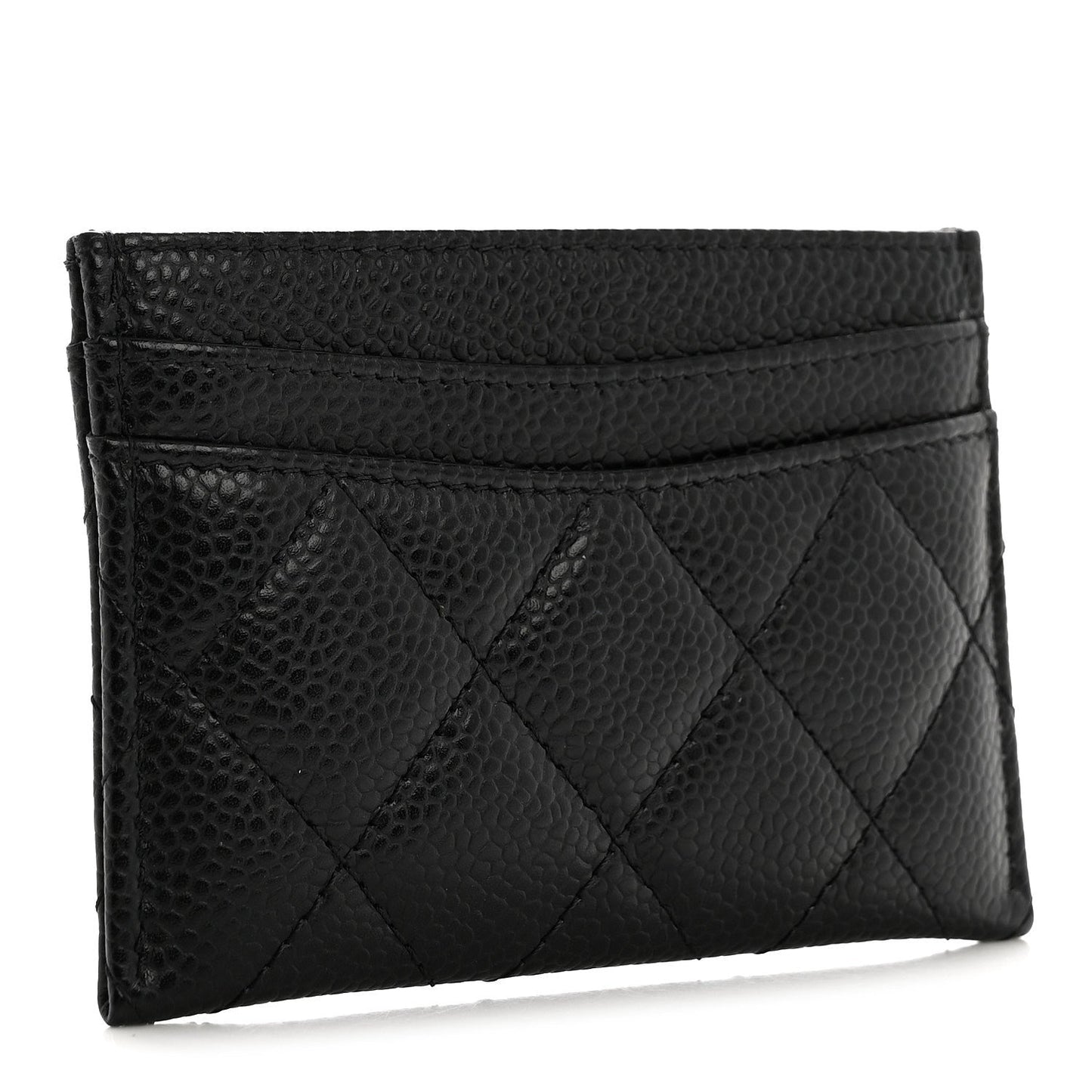 Caviar Quilted Card Holder Black