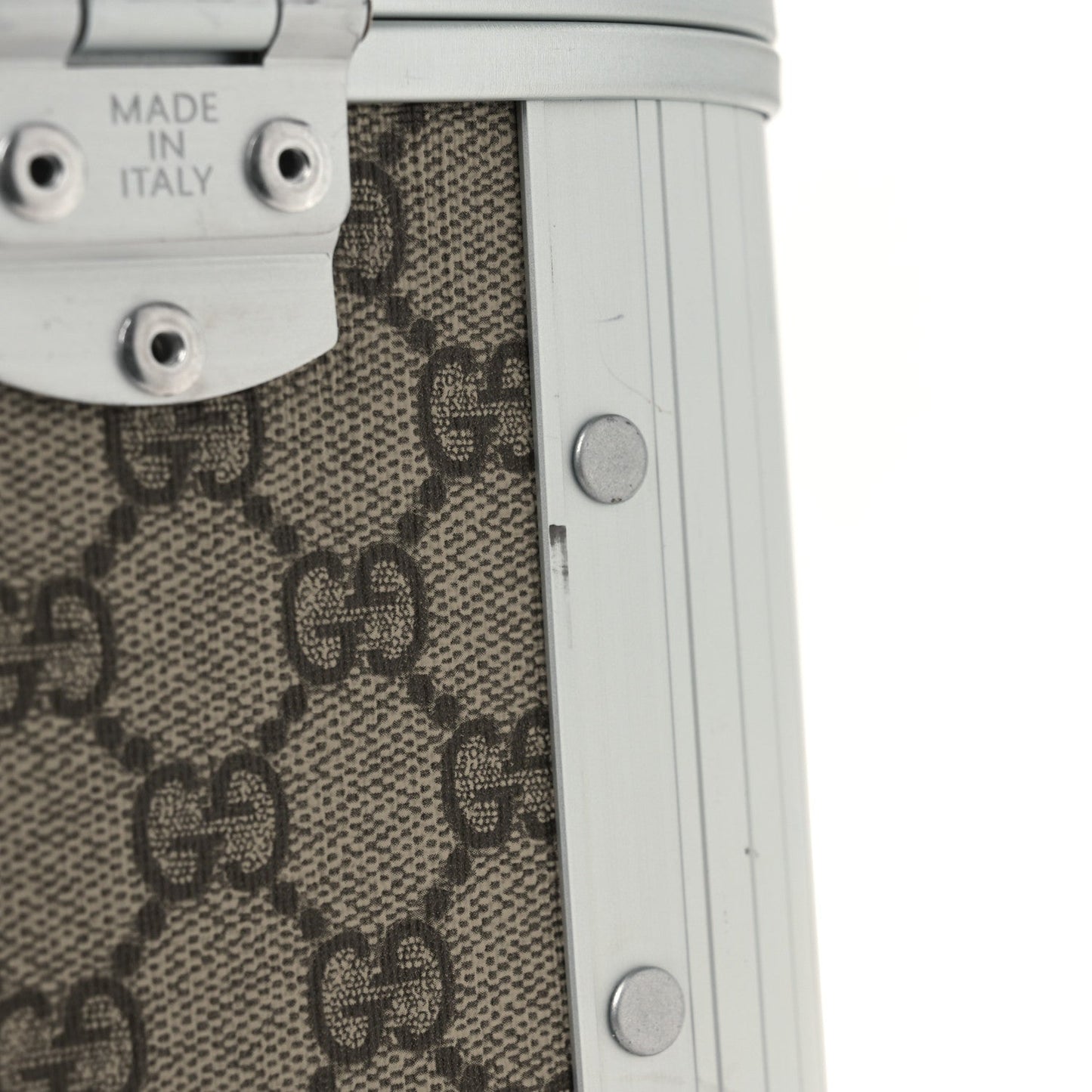 GG Supreme Monogram Aluminum Porter Beauty Case Silver