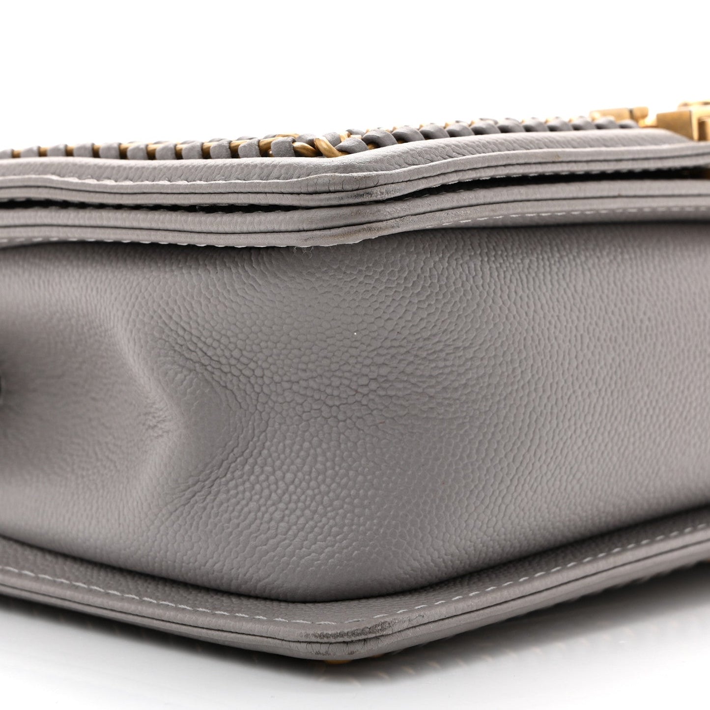 Caviar Quilted Chain Around Medium Boy Flap Grey