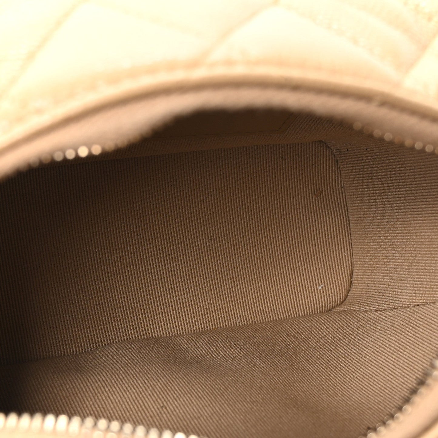 Caviar Quilted Hobo Clutch With Chain Dark Beige