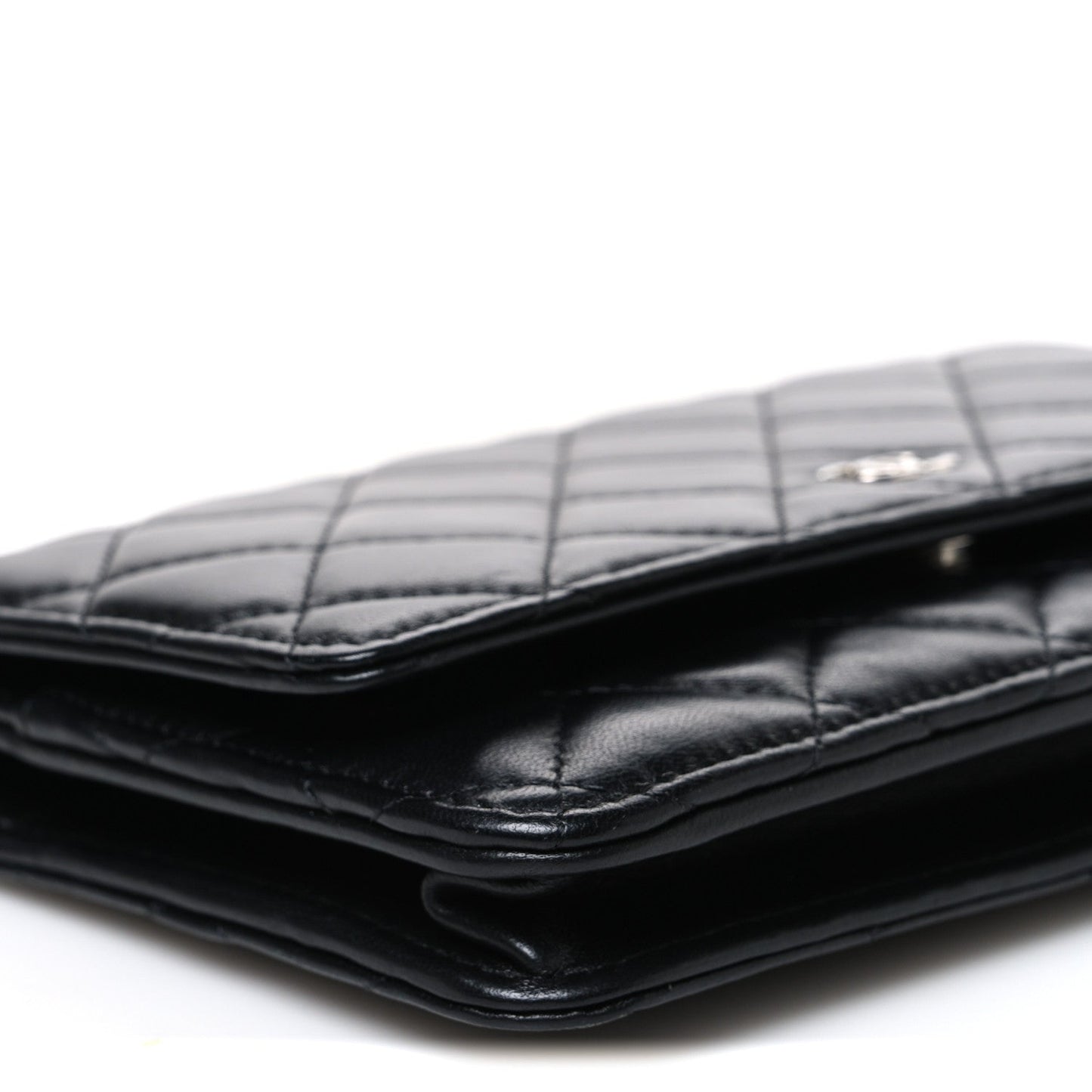 Lambskin Quilted Wallet On Chain WOC Black
