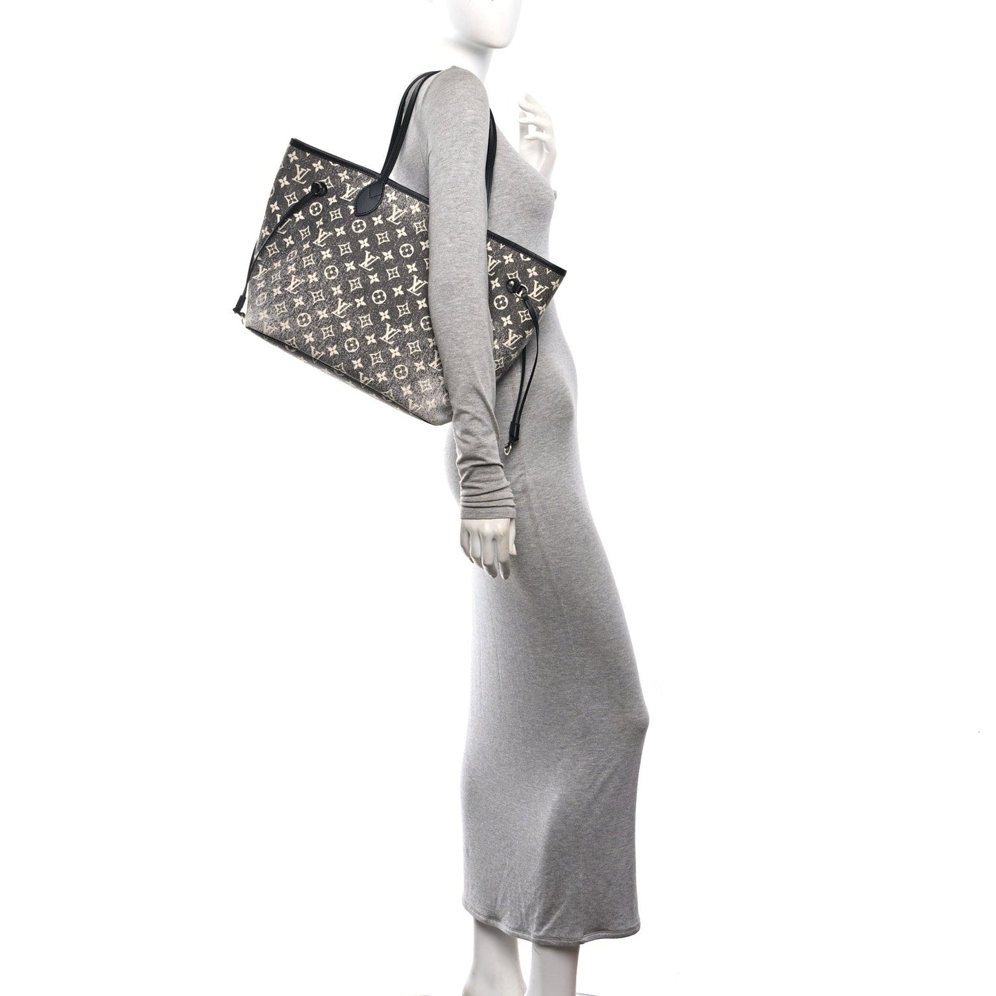 Denim Monogram Jacquard Neverfull MM Grey