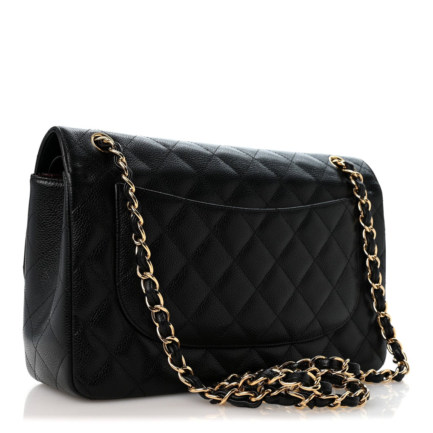 Caviar Quilted Jumbo Double Flap Black