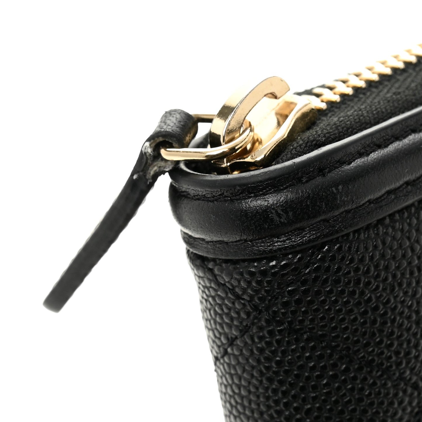 Caviar Quilted Filigree Zip Around Wallet Black
