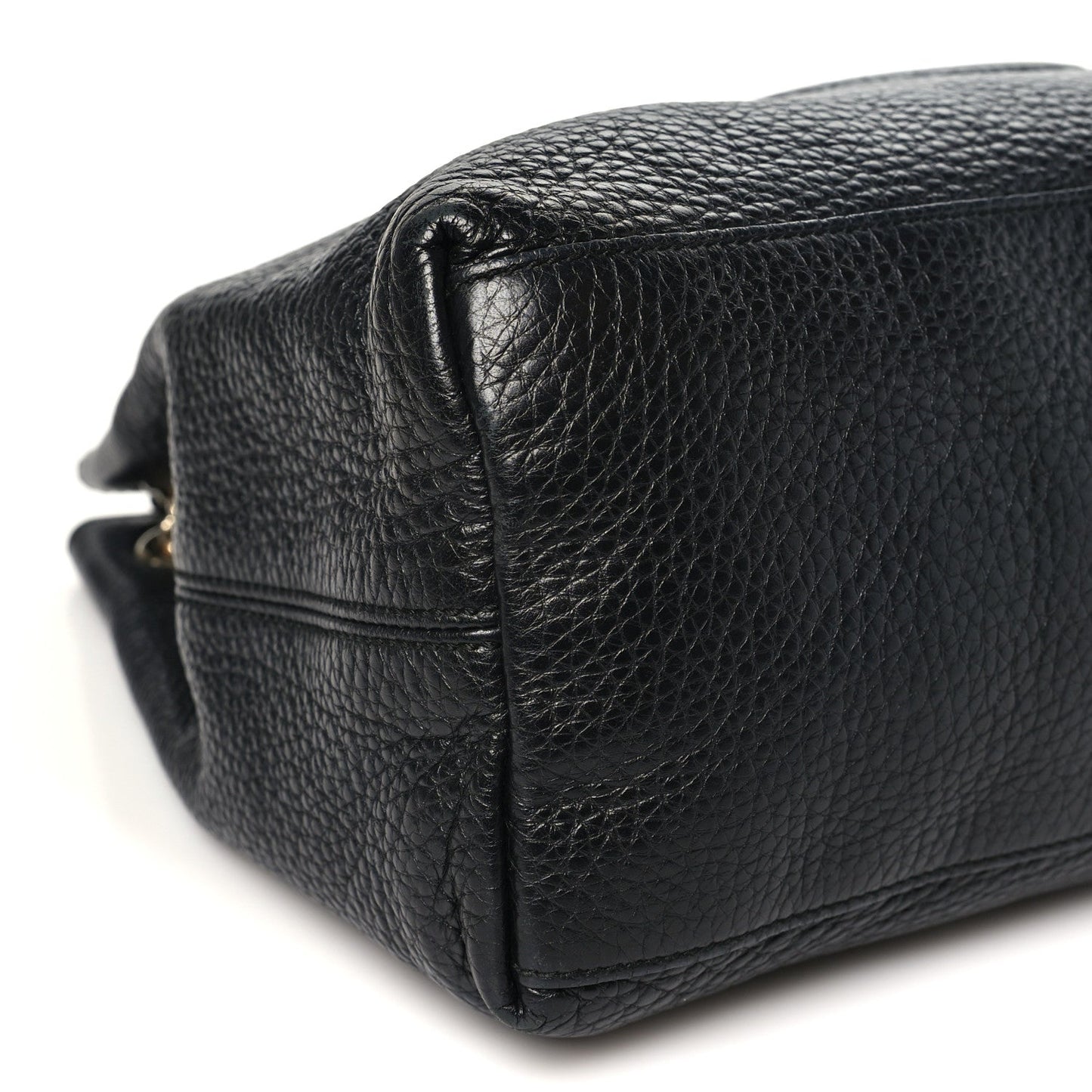 Pebbled Calfskin Medium Soho Chain Shoulder Bag Black