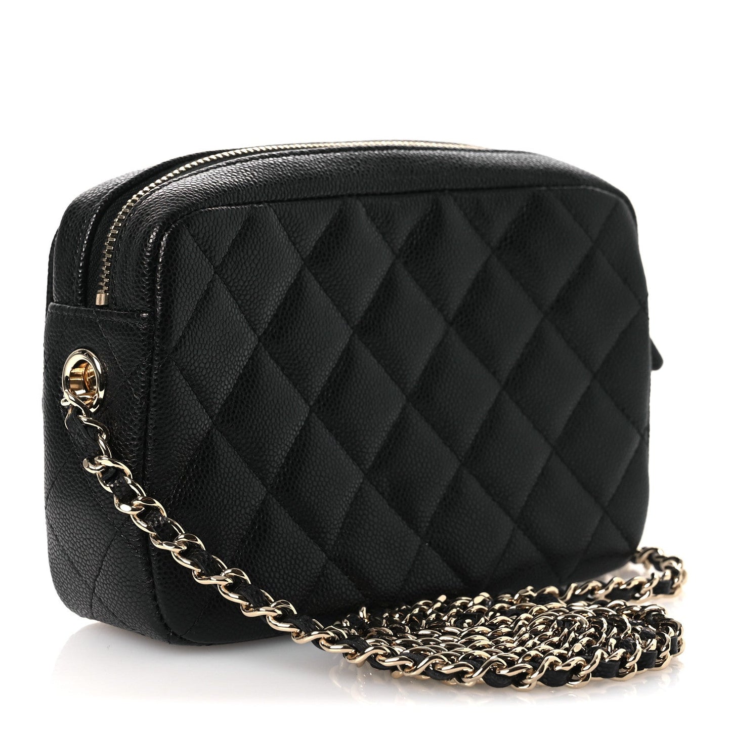 Caviar Quilted Chain Camera Bag Black