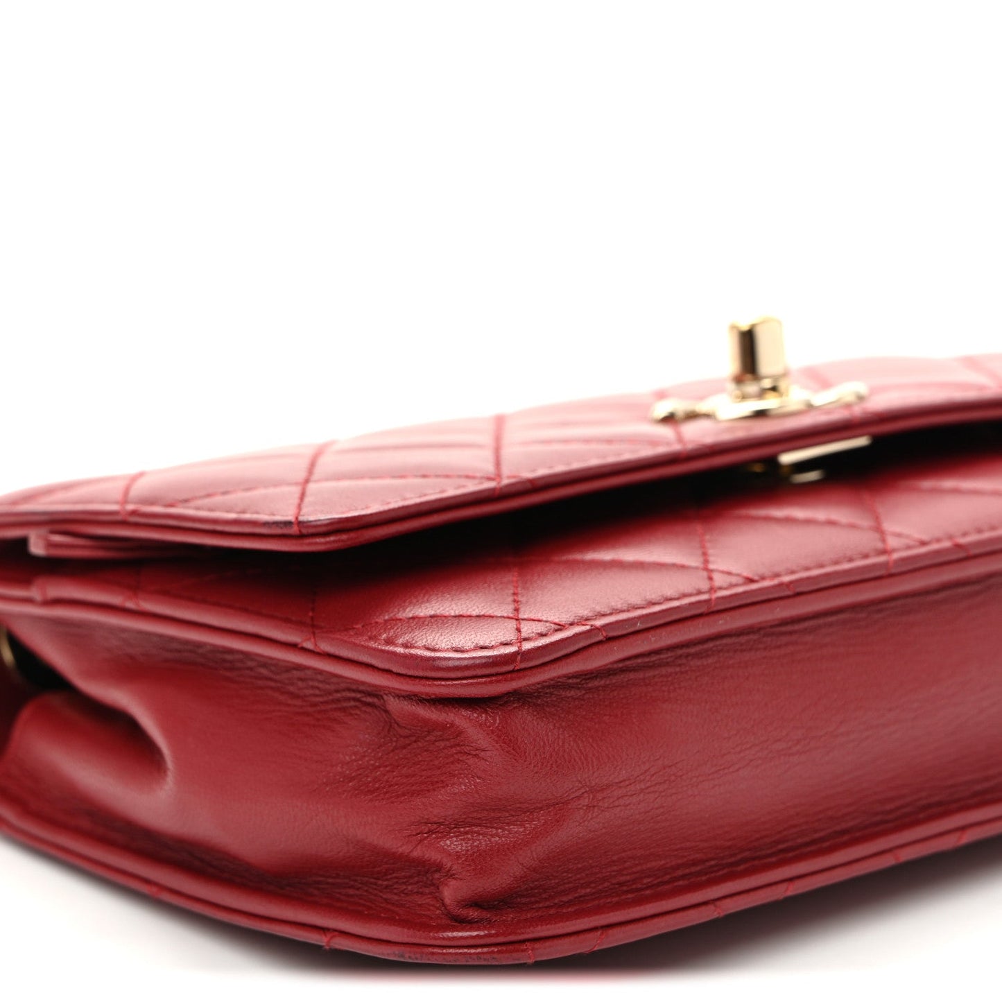 Lambskin Quilted Trendy CC Wallet On Chain WOC Red