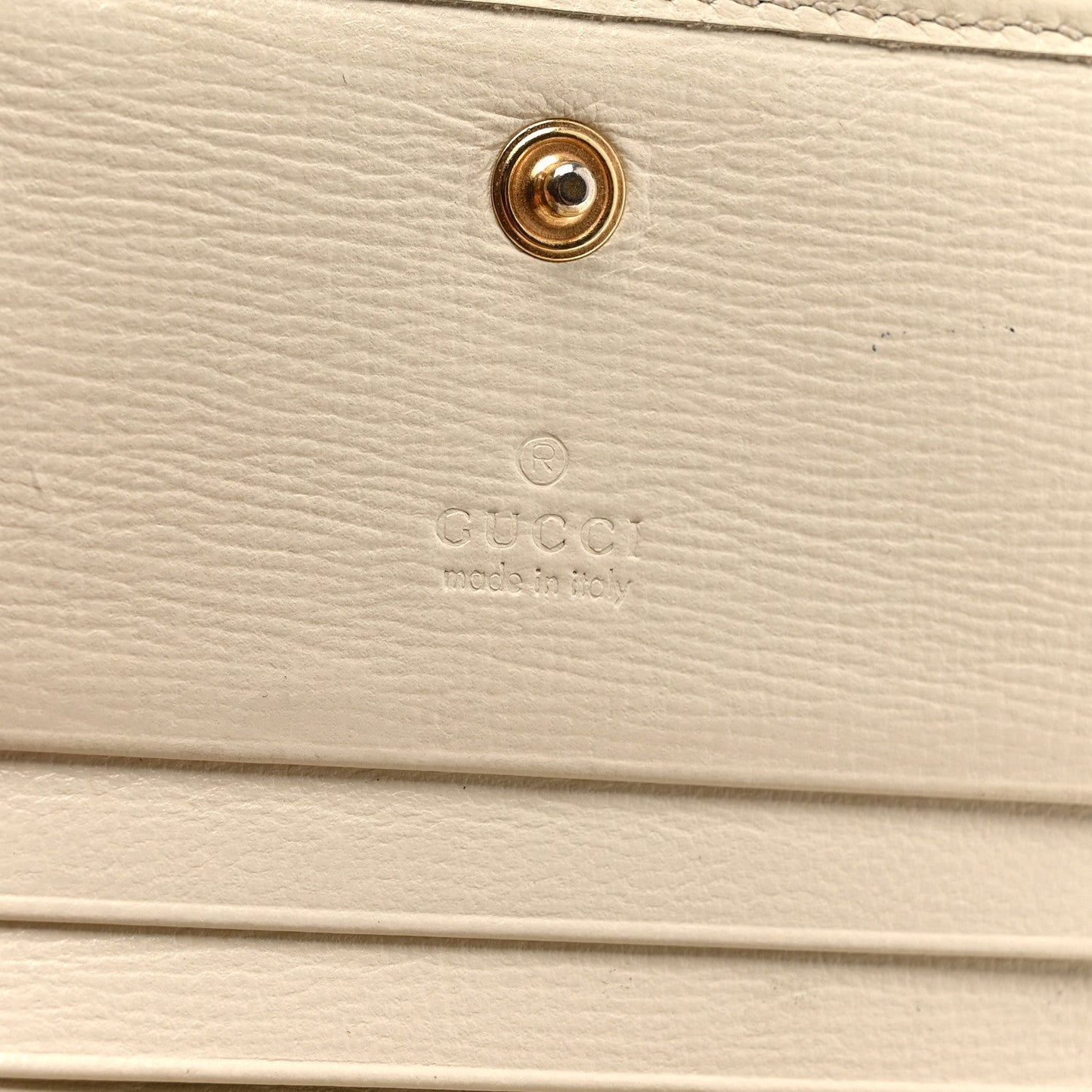 GG Supreme Monogram Azalea Calfskin Horsebit 1955 Card Case Wallet Beige Ebony Mystic White