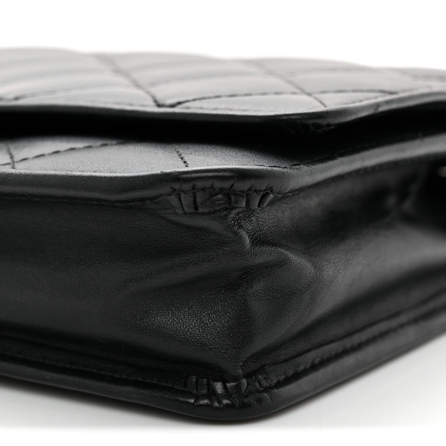 Calfskin Quilted Cambon Wallet on Chain WOC Black