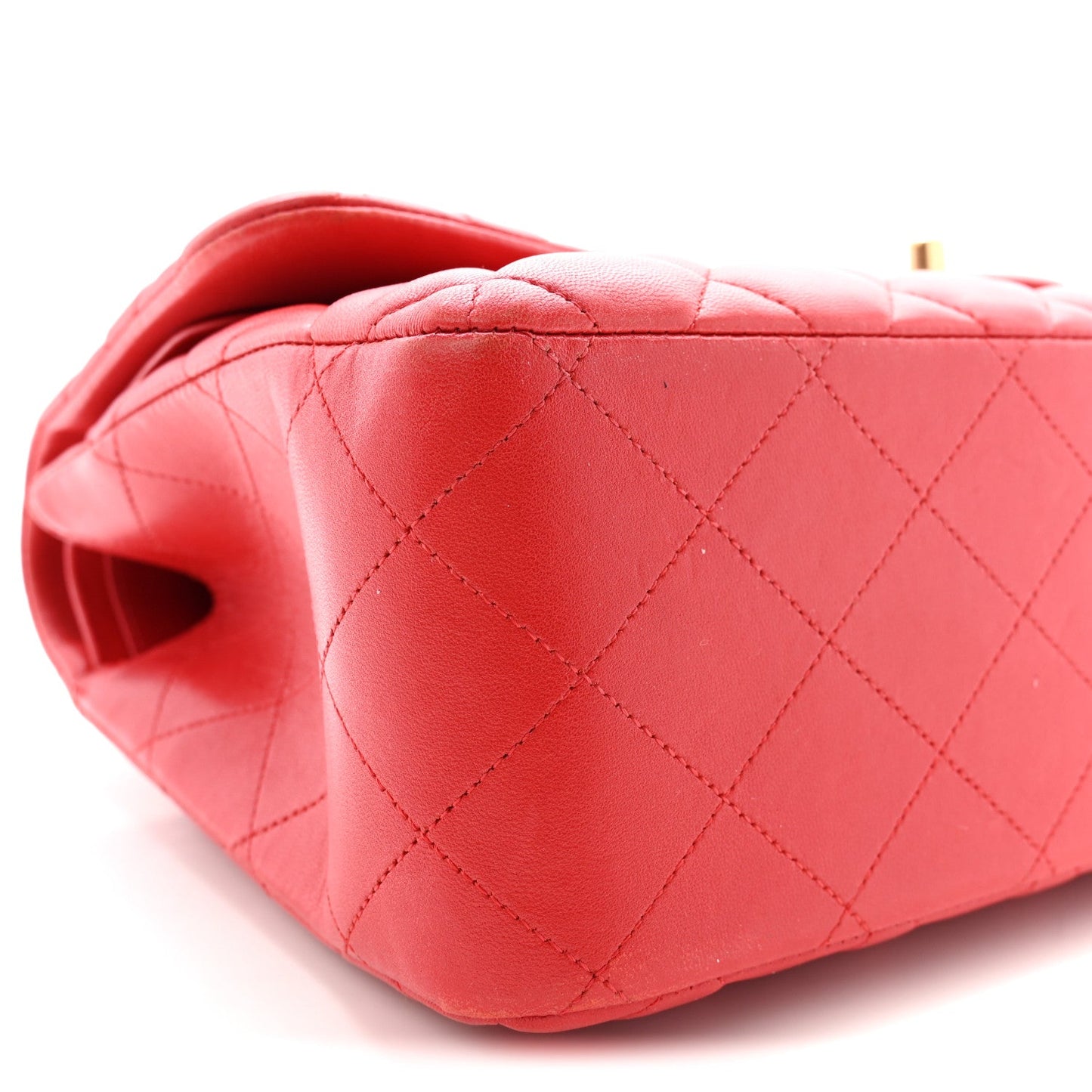Lambskin Quilted Jumbo Double Flap Red