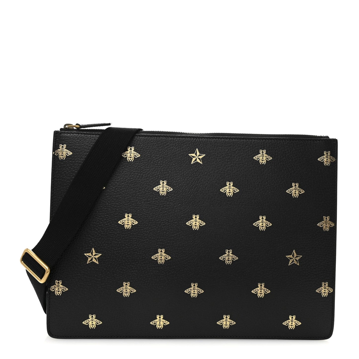 Grained Calfskin Bee Star Messenger Black