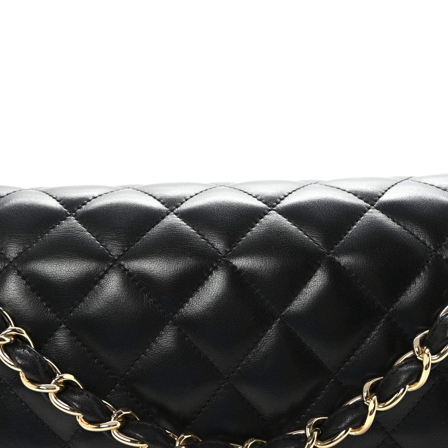 Lambskin Quilted Jumbo Double Flap  Black