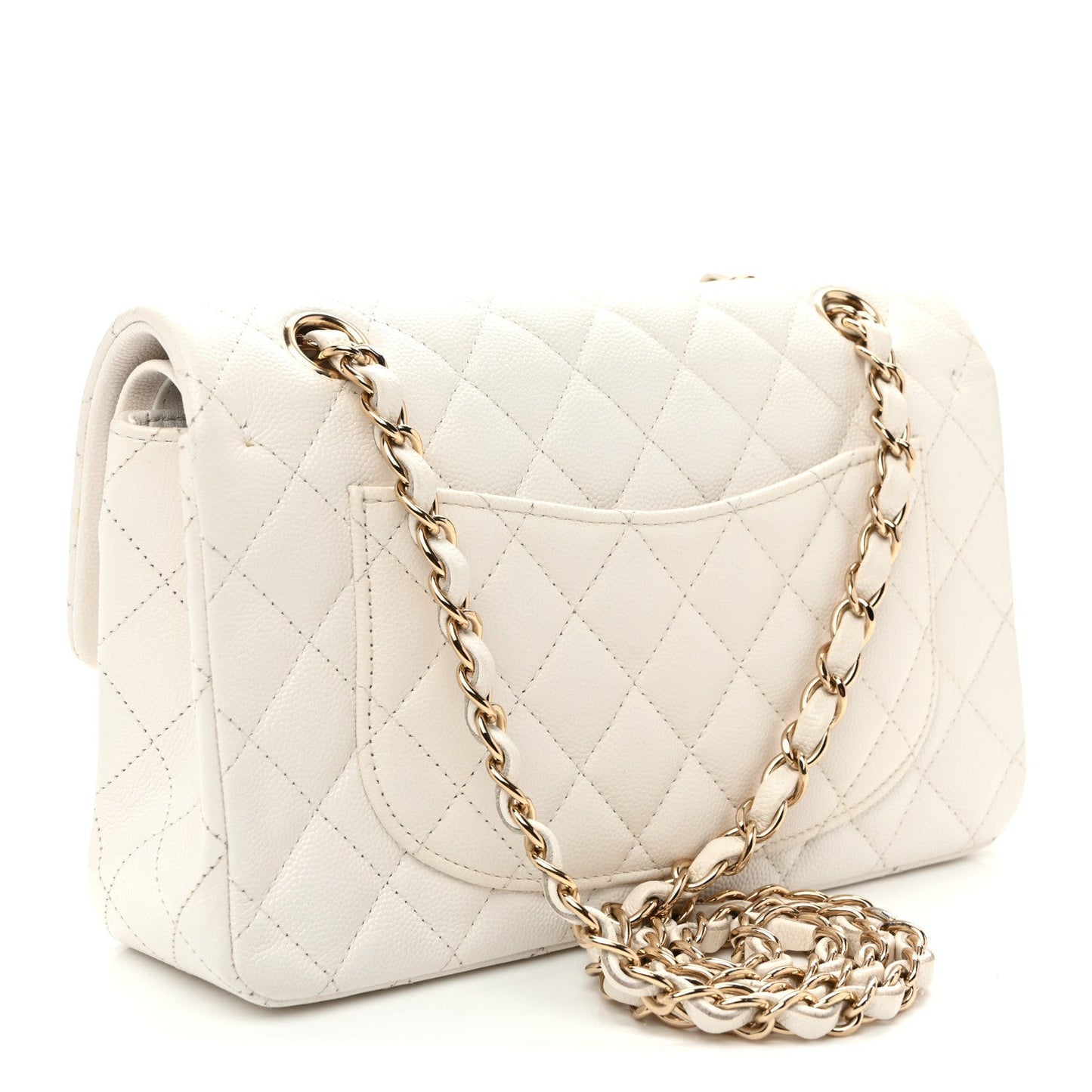 Caviar Quilted Small Double Flap White