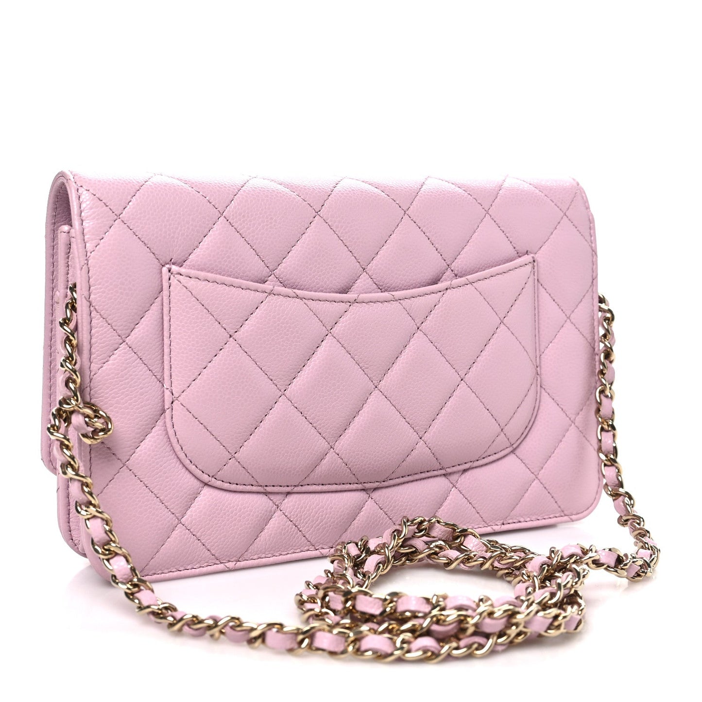 Caviar Quilted Wallet on Chain WOC Light Pink