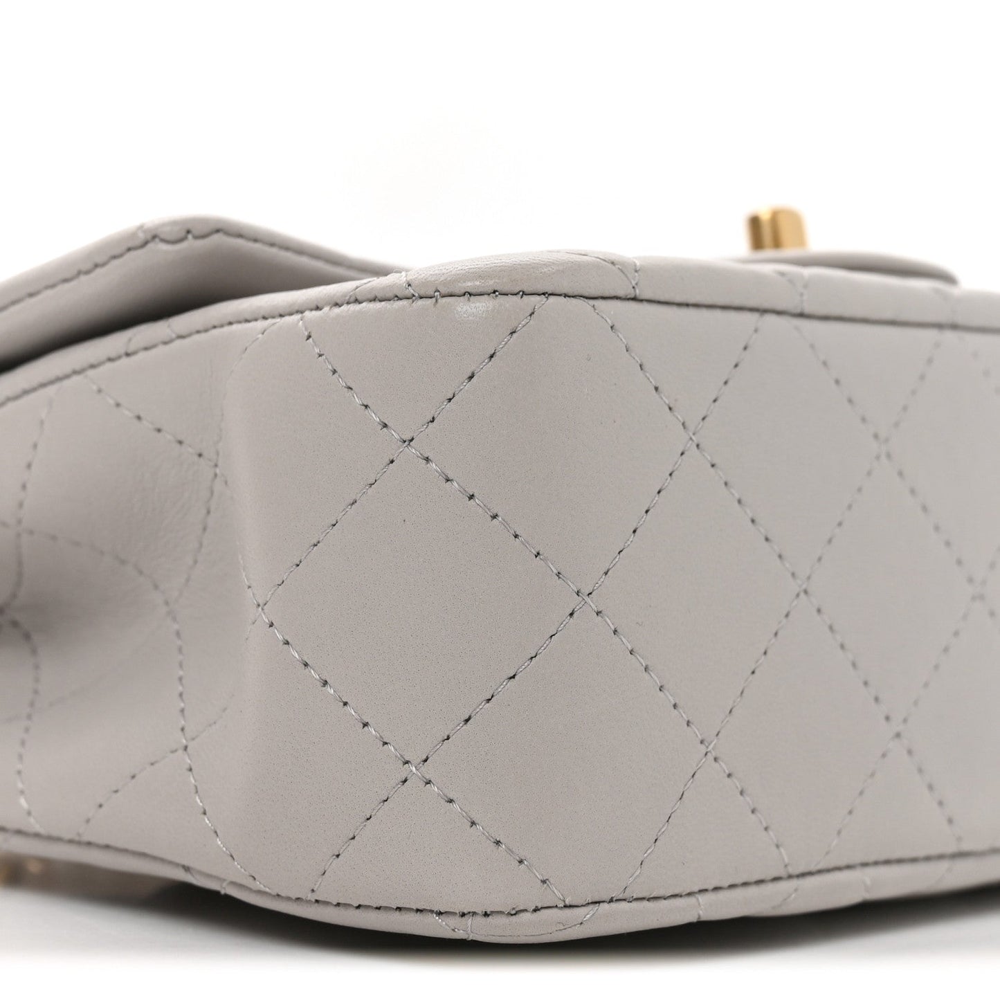 Lambskin Quilted Mini Top Handle Rectangular Flap Grey