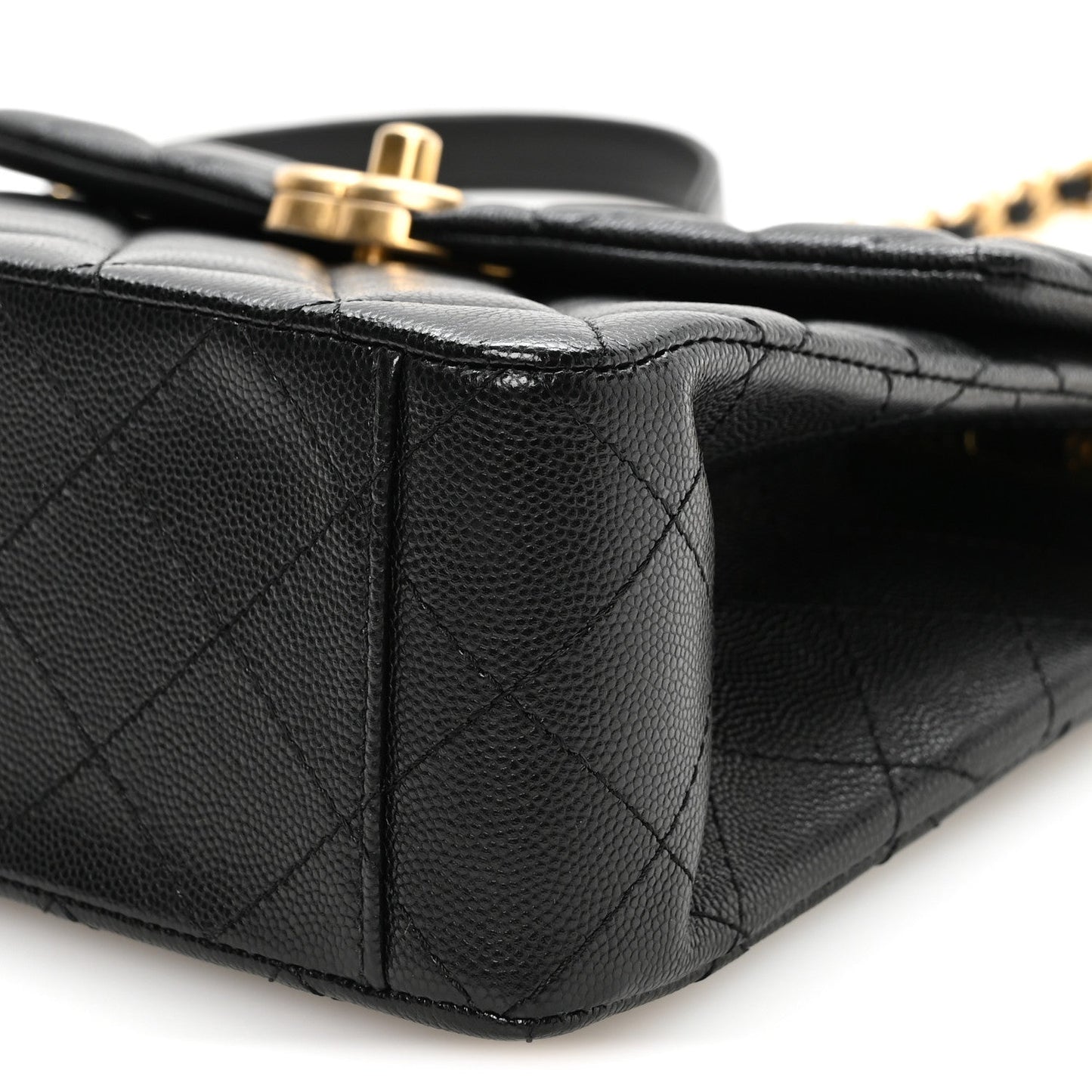 Caviar Quilted 31 Rue Cambon Top Handle Flap Black