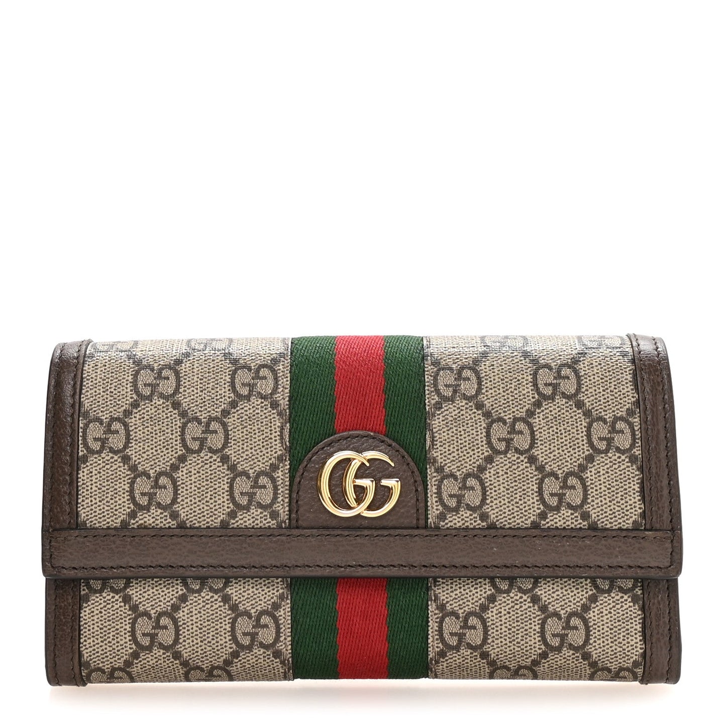 GG Supreme Monogram Web Ophidia Continental Wallet Brown