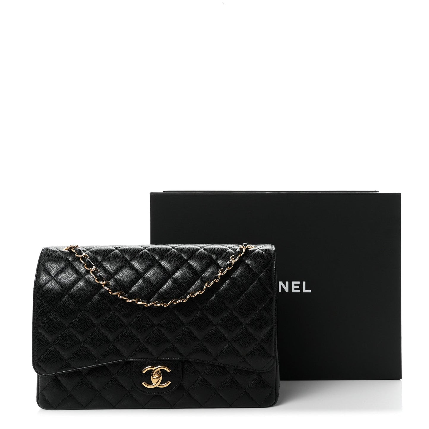 Caviar Quilted Maxi Double Flap Black