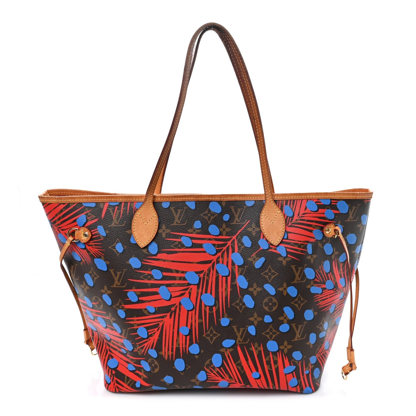 Monogram Jungle Dots Neo Neverfull MM Coquelicot Denim