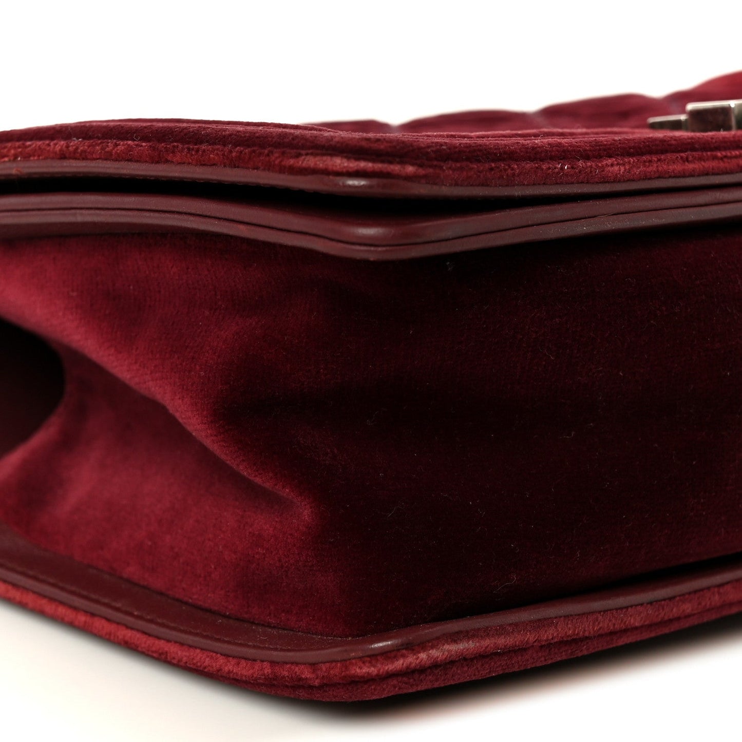 Velvet Tweed Quilted Medium Boy Flap Burgundy