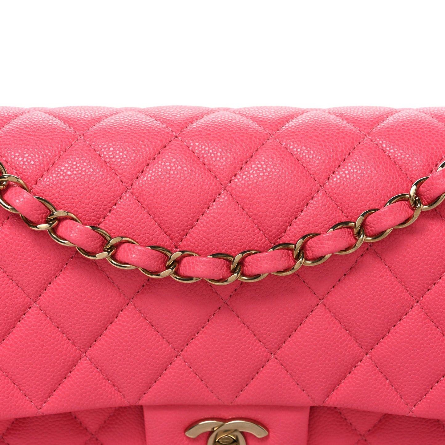 Caviar Quilted Medium Double Flap Pink