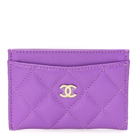 Caviar Quilted Card Holder Purple