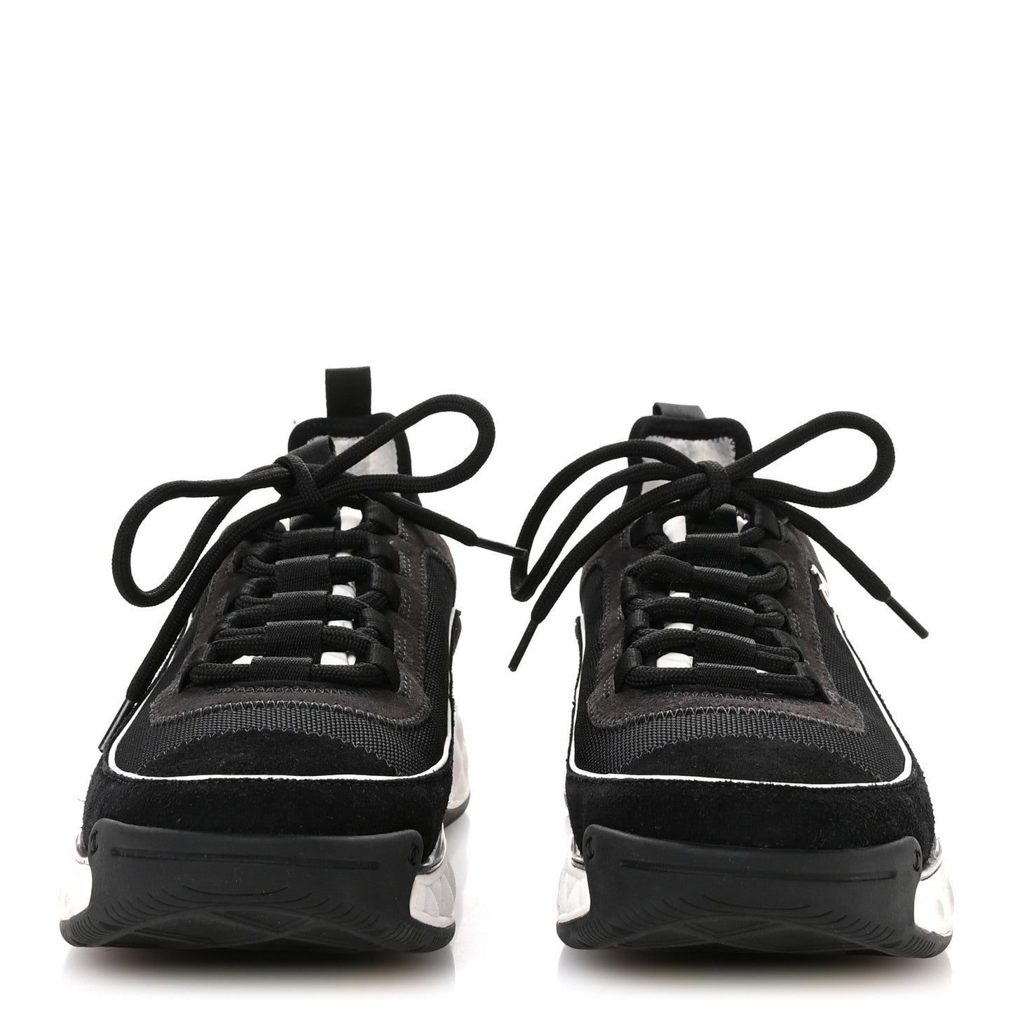 Velvet Calfskin Mixed Fibers CC Sneakers 39.5 Black