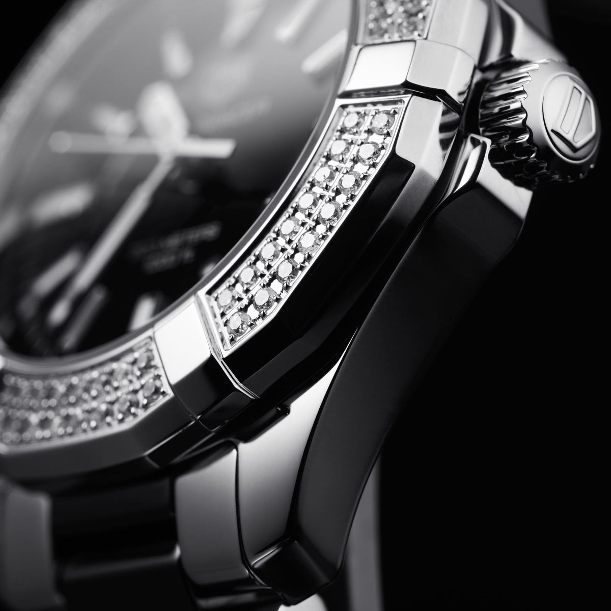 Tag Heuer Aquaracer Quartz Diamonds Black Dial Two Tone Steel Strap Watch for Men - WAY131E.BA0913