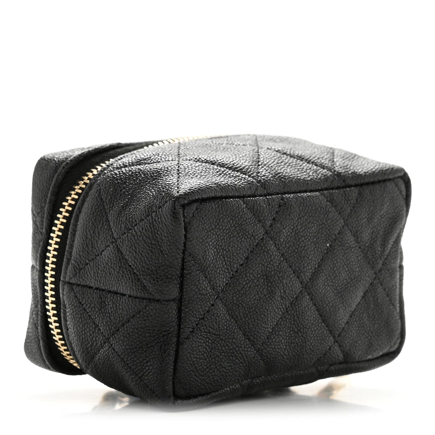 Caviar Quilted Mini Top Handle Vanity With Chain Black