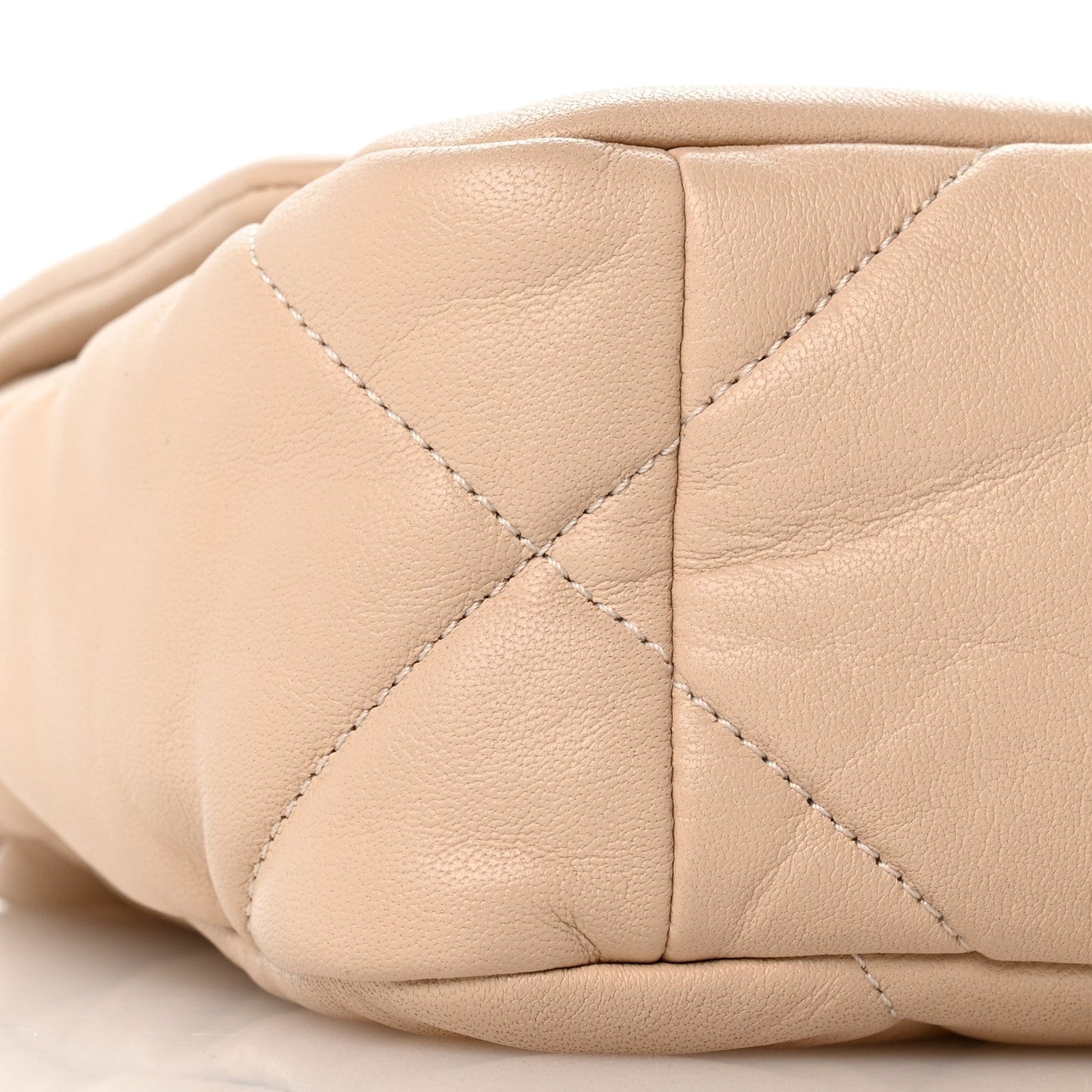 Goatskin Quilted Medium Chanel 19 Flap Light Beige