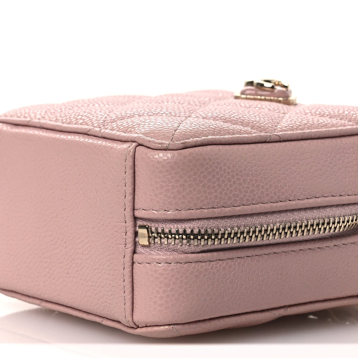 Caviar Quilted Clutch with Chain Light Pink