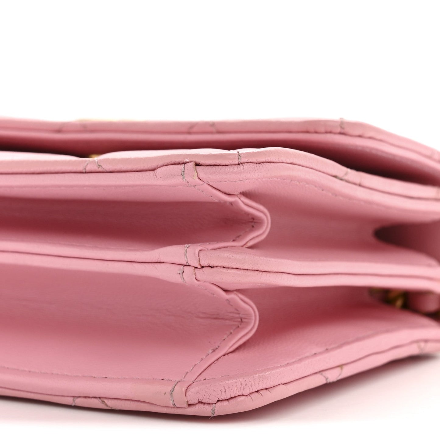 Lambskin Quilted Pick Me Up Mini Wallet On Chain Light Pink