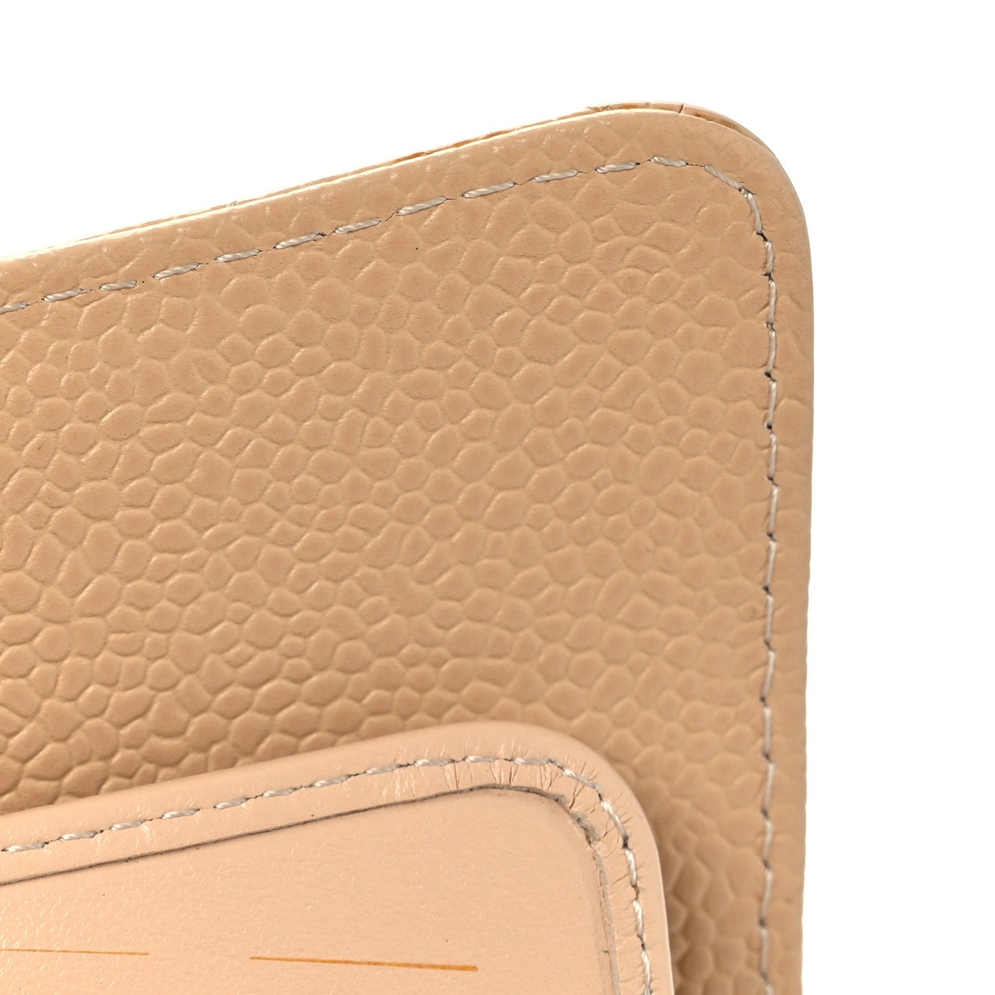 Caviar Quilted Large Gusset Flap Wallet Beige