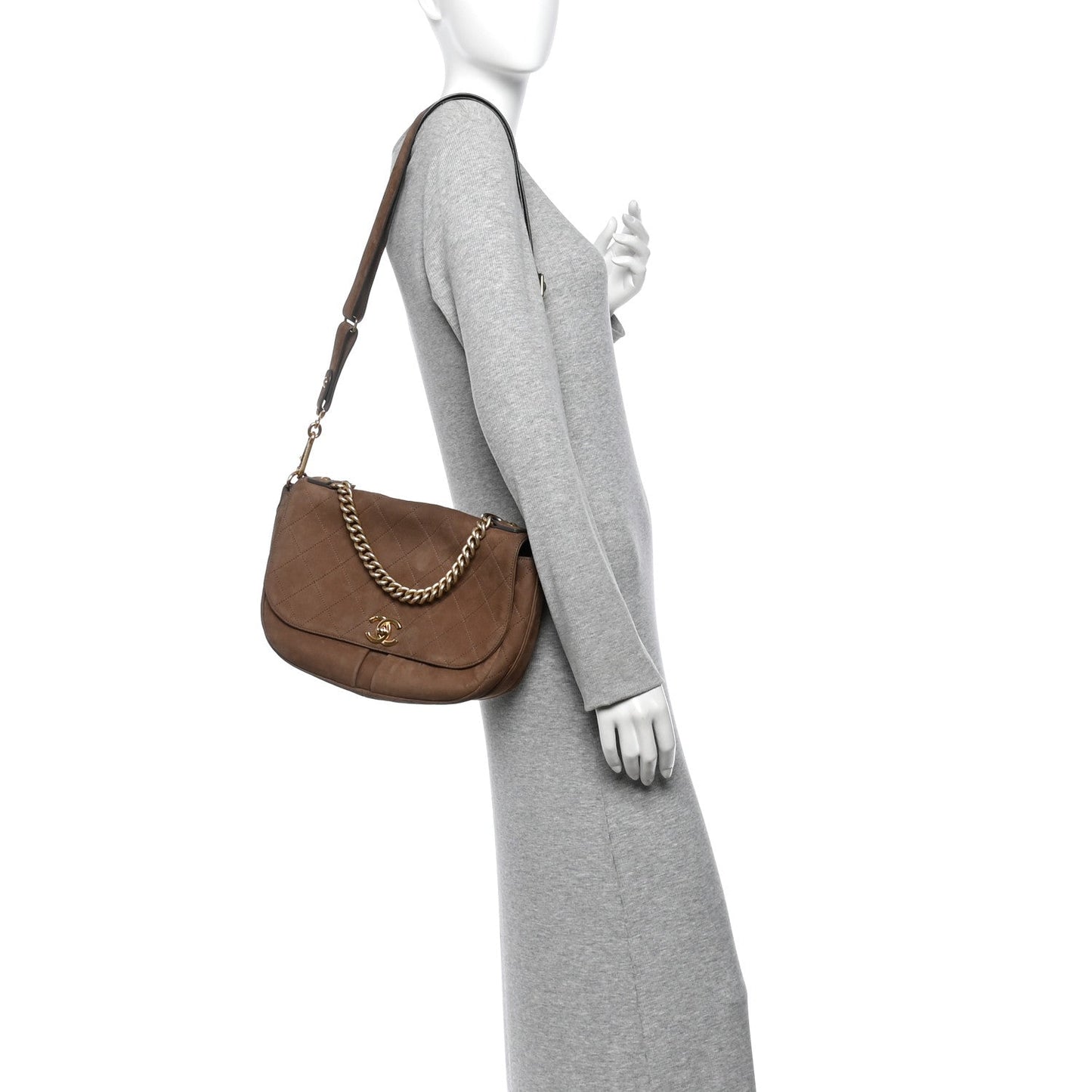 Suede Calfskin Stitched Small Paris in Rome Messenger Brown