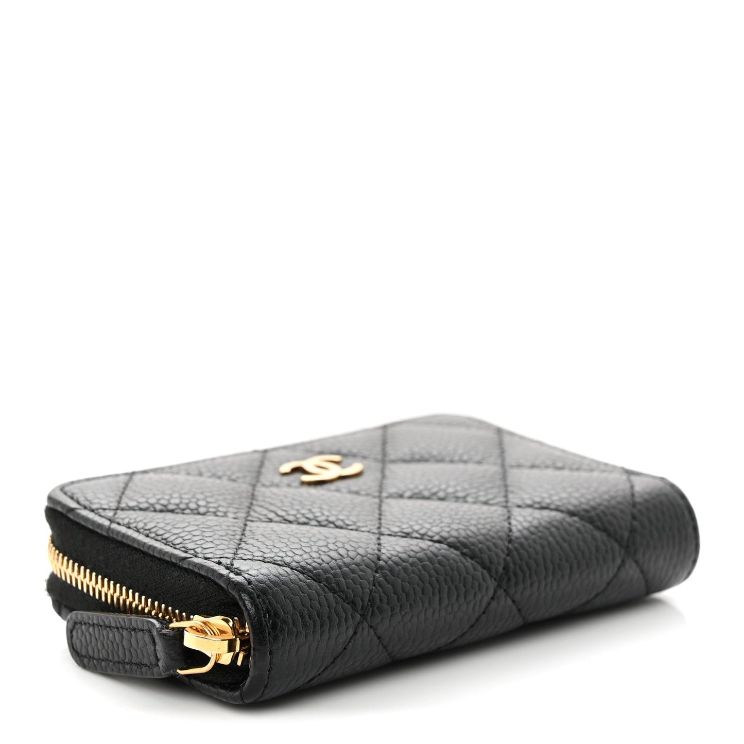 Caviar Quilted Zip Coin Purse Black