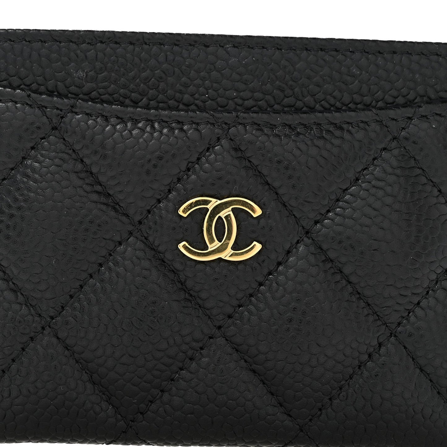 Caviar Quilted Card Holder Black