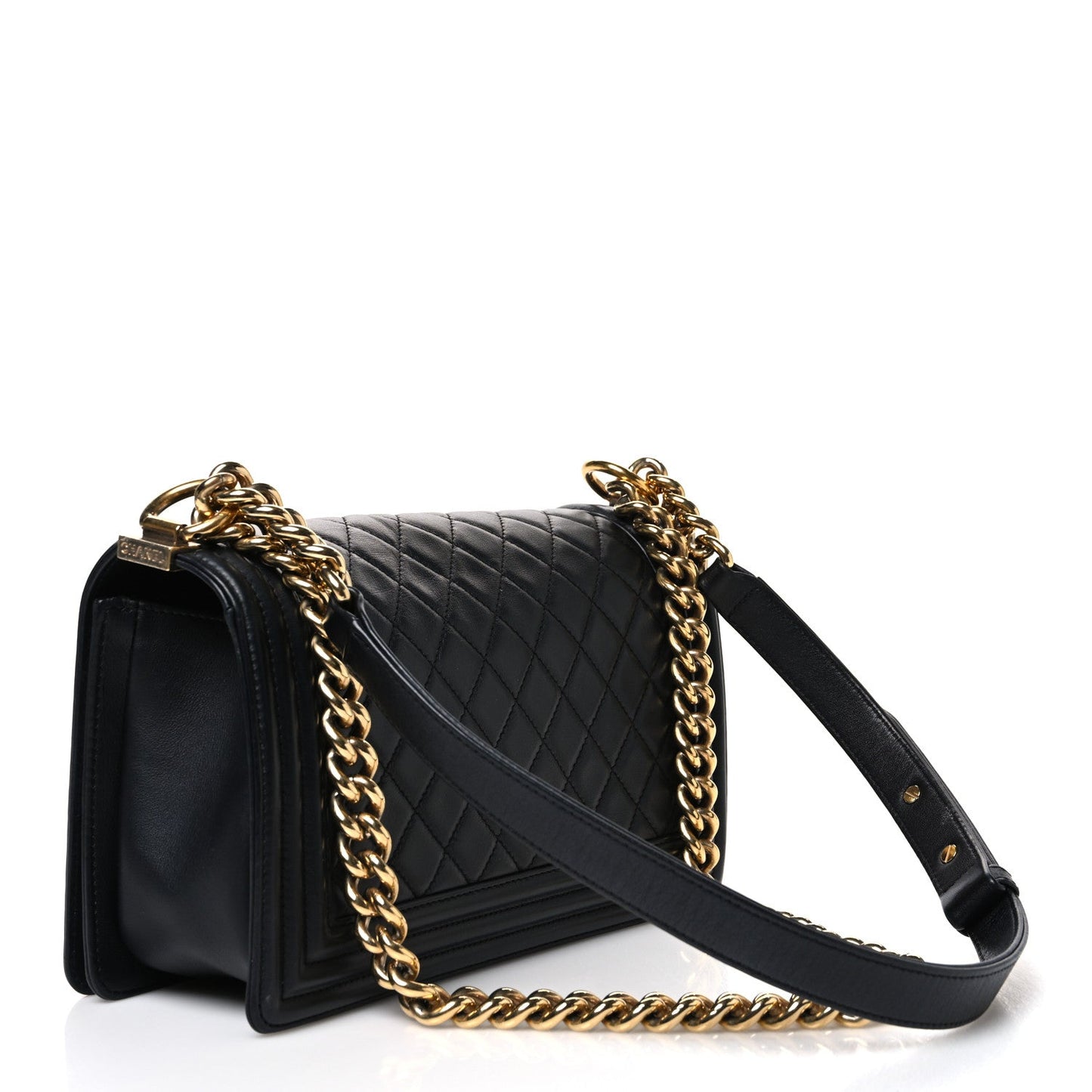Lambskin Quilted Medium Boy Flap Black