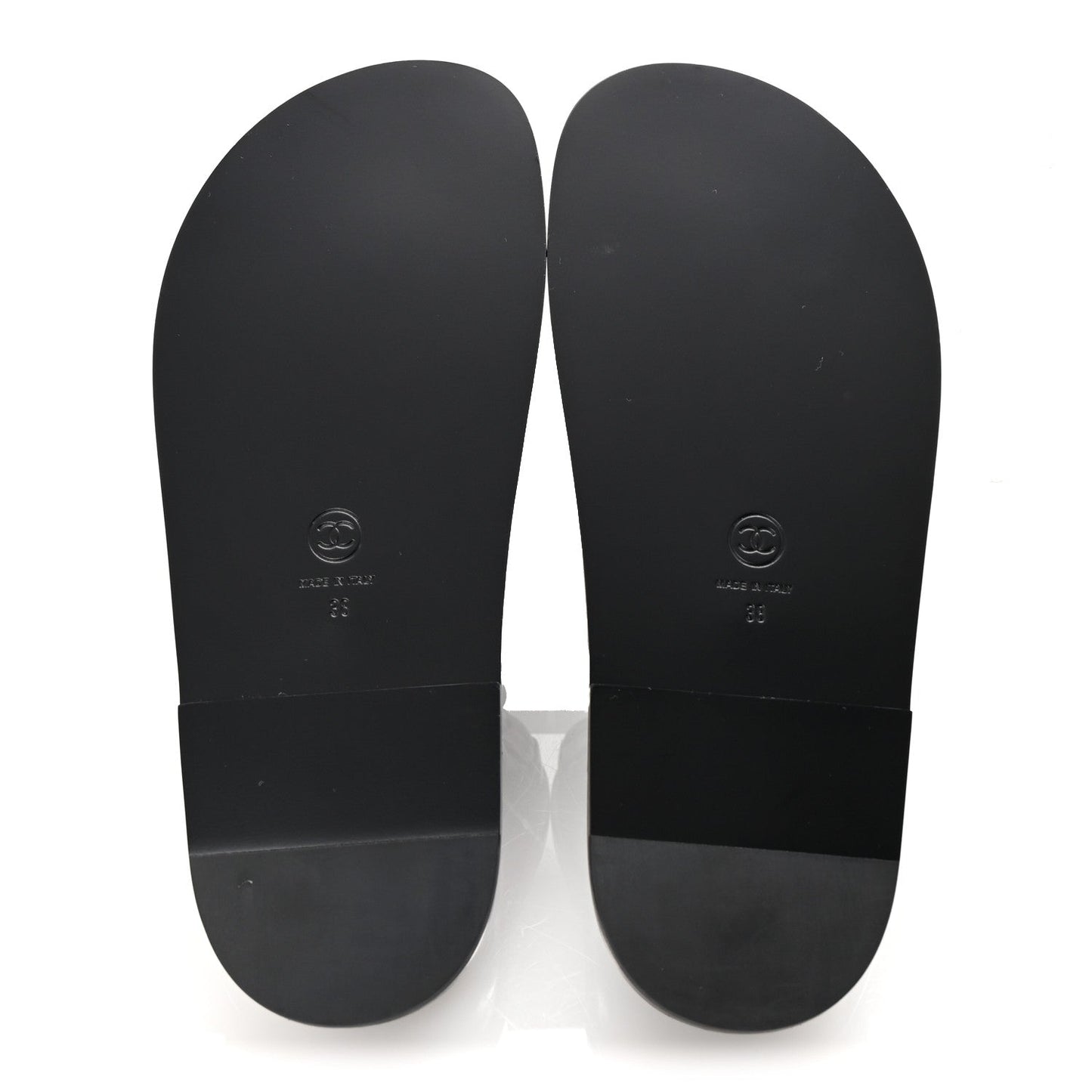 Lambskin Quilted Velcro Dad Chain CC Slide Sandals 38 Black