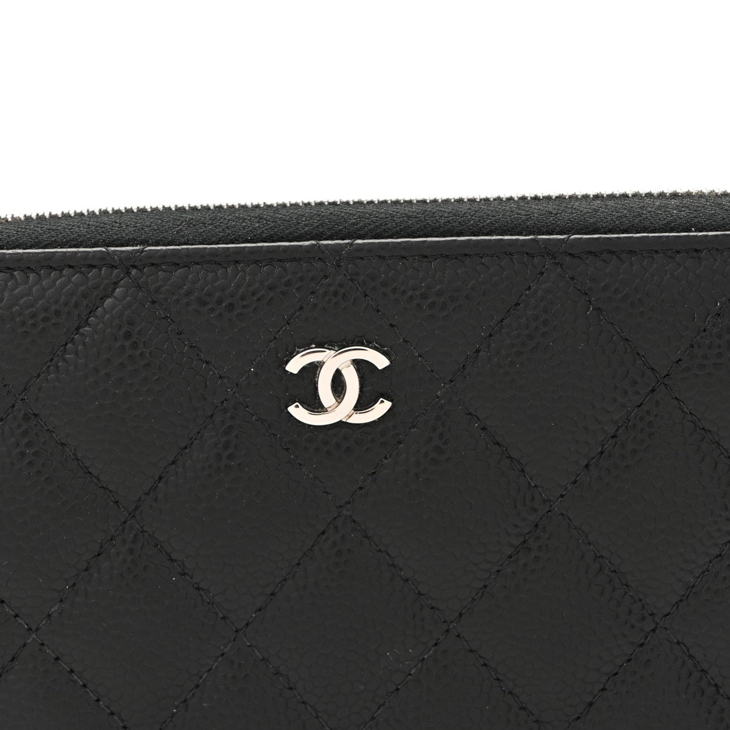 Caviar Quilted Large Gusset Zip Around Wallet Black