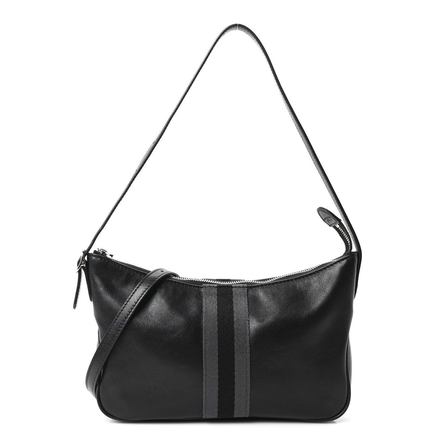 Calfskin Web Small Lunetta Crossbody Bag  Black